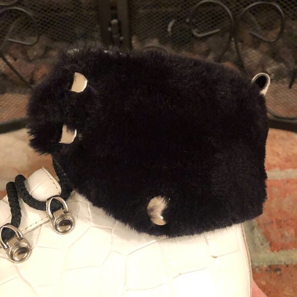 Sigerson Morrison Faux Fur Ankle Boot Size 37 1/2 Leather Macre2 White - Picture 7 of 10